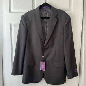 NWT Vinci Mens Zegna Two Button Suit Jacket Gray Flap Pocket Notch Lapel 42R 36W